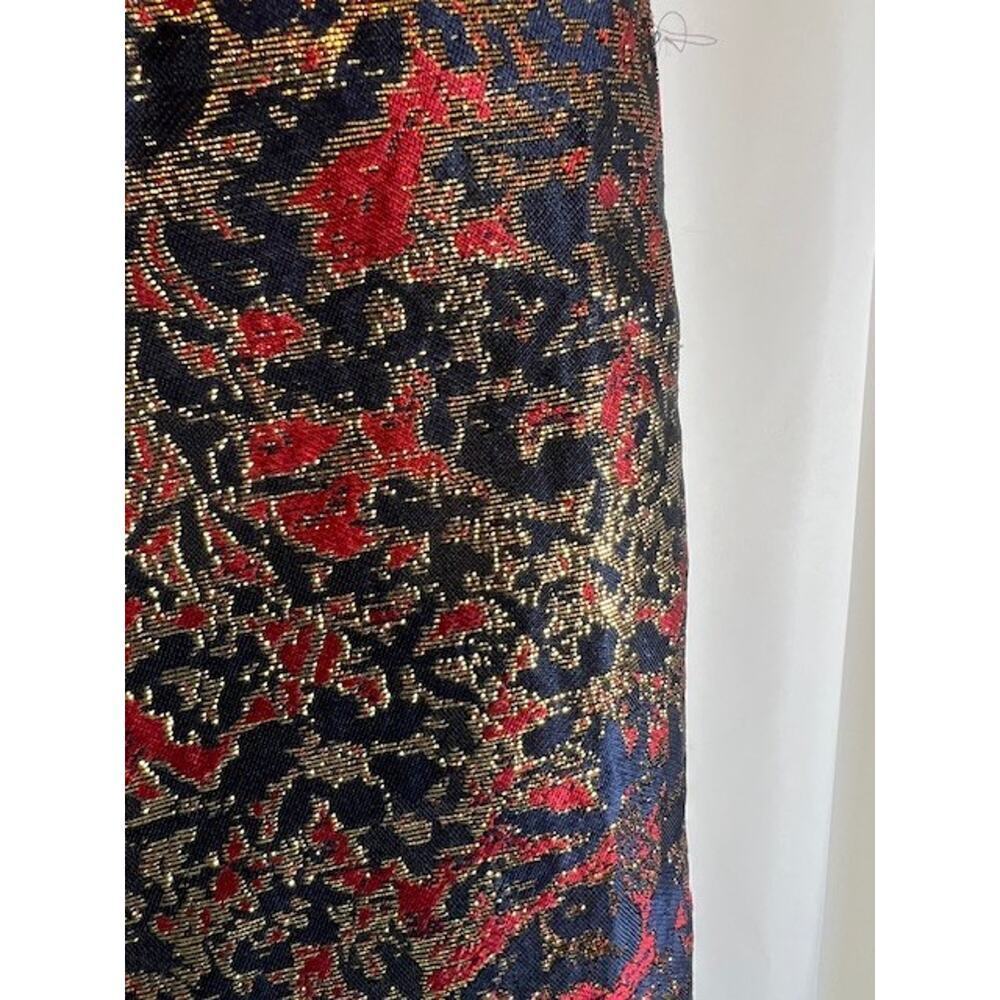 Napean Sea Rd NSR Women's Black/Red/Gold Print Back Slit Midi Skirt Large - Picture 7 of 12